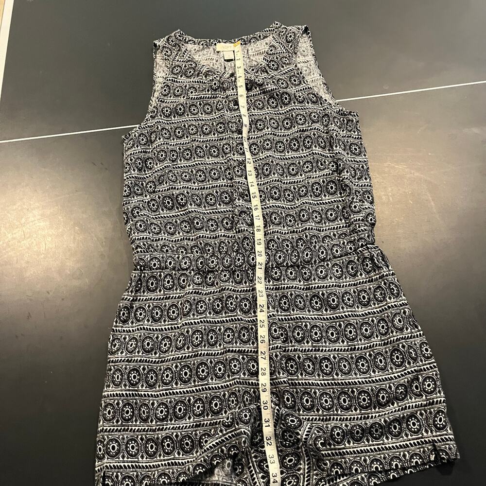 Ann Taylor LOFT Women's M Black White Geometric Sleeveless Romper Spring Summer - Picture 5 of 7